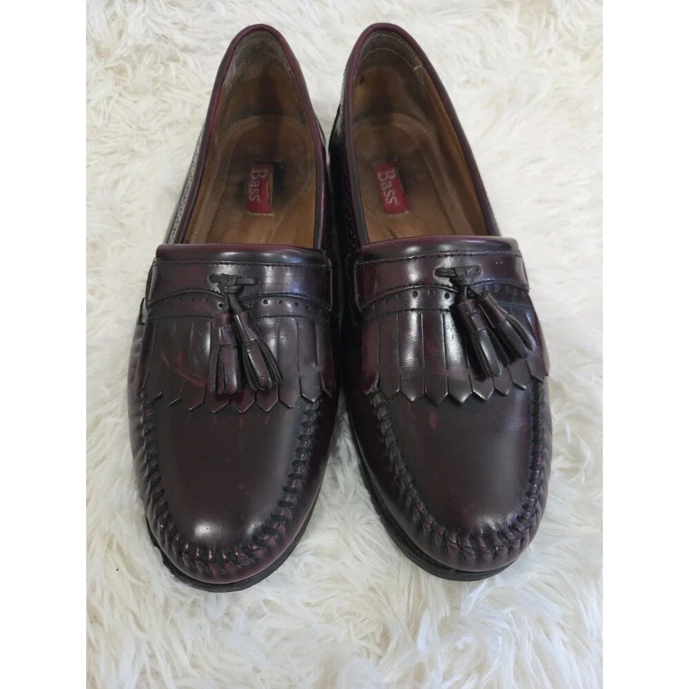 G.H. Bass Jeremy Weejuns Mens 10.5D Burgundy Leather Kiltie Tassel Loafers